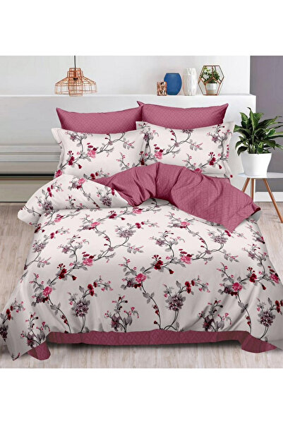 Pucioasa Set de lenjerie de pat dublu (cearșaf cu elastic), design reversibil, 6 piese, FINET (cod ST-214)