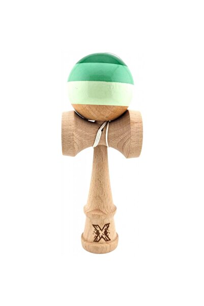 Kendama X Originala, Profesionala, Super Sticky din Lemn, 18 cm, Verde Mix