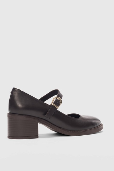 selin shoes Corlin Genuine Leather Adjustable Buckle Detailed Women's Shoes - Brown