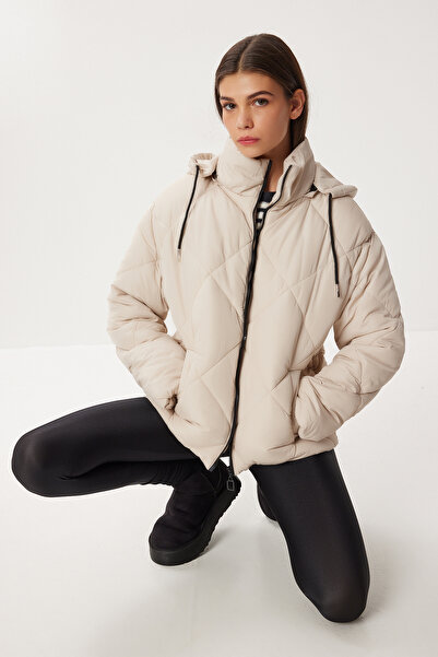 Lovelyİstanbul Hooded Inflatable Jacket Lnt0008 Stone