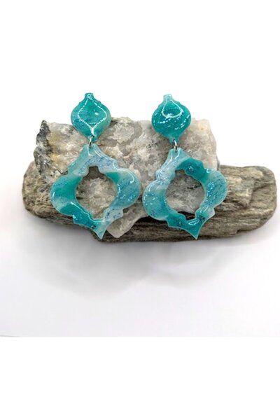 OEM Orient Turquoise Earrings made 100% handmade from Cernit polymer clay and resin