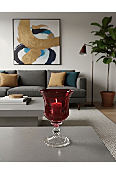 DECOSTYLE Kristal Ayaklı Lale Mumluk – Renkli Üfleme El Yapımı Cam | 1 Adet Dekoratif Mumluk