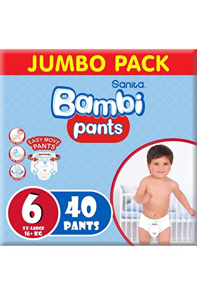 Sanita Bambi Diaper Pants, Size 6 (XXL), 40 Pieces (1 Pack)