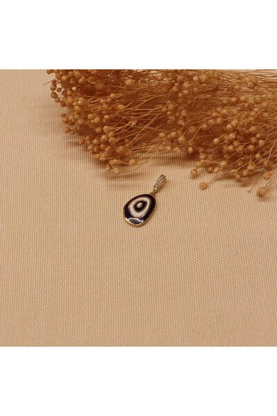 TAHAN MÜCEVHERAT Lacivert Mineli Nazar Modern Kolye Ucu