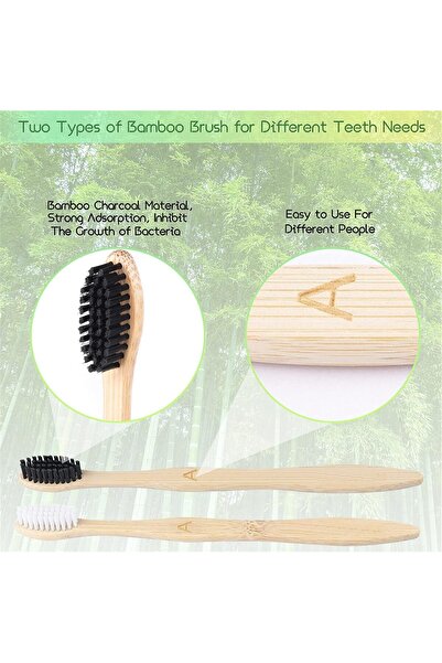 TERRIFI Bamboo Toothbrush 20 Pack (Charcoal, Soft Bristles, Travel Case)