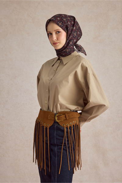 Qef Cotton Scarf Medallion Burgundy