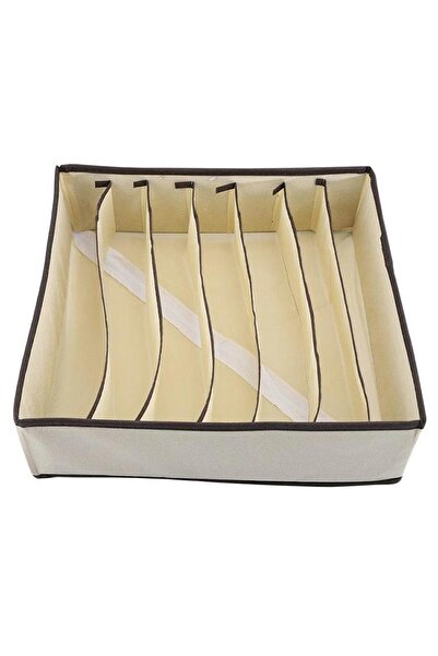 zola Οργανωτής συρταριών, για κάλτσες και εσώρουχα, 7 θήκες και βάση με φερμουάρ, μπεζ/καφέ, 32x32x10 εκ.