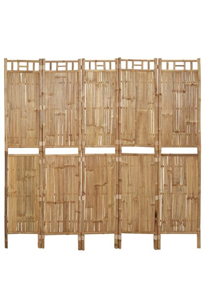vidaxl 5-Panel Room Divider Bamboo 200x180 cm