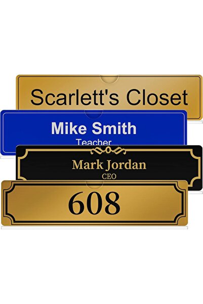 Slasa Acrylic Wall Name Plate Holder 2"x8" Clear Door Sign Frame with Adhesive 40 Pack