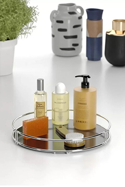 MegaVitrin Tekno Tel Eg-212 Single Tier Chrome Metal Bathroom Organizer Shelf |   Cosmetic Jewelry Presentation Tray