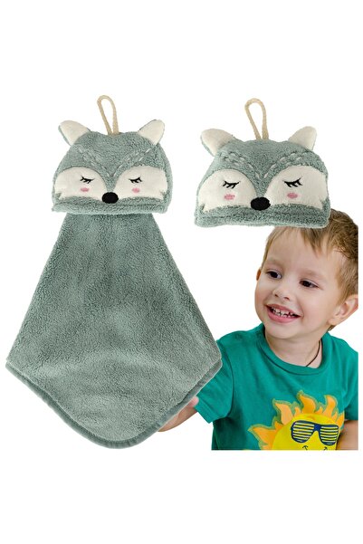 zola Children's hand towel, cheerful pattern, clinging, polyester and nylon, blue fox, 42x25 cm