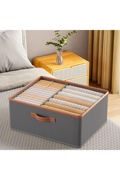 zola Textile drawer organizer, 2 adjustable compartments, handle, eco-leather details, 40x50x20 cm