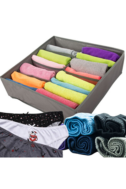 zola Drawer organizer, for clothes and underwear, with 8 compartments, 32x32x10 cm, gray