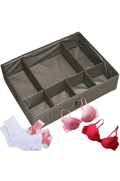 zola Drawer organizer, for clothes and underwear, with 7 compartments, 44x34x11 cm, gray