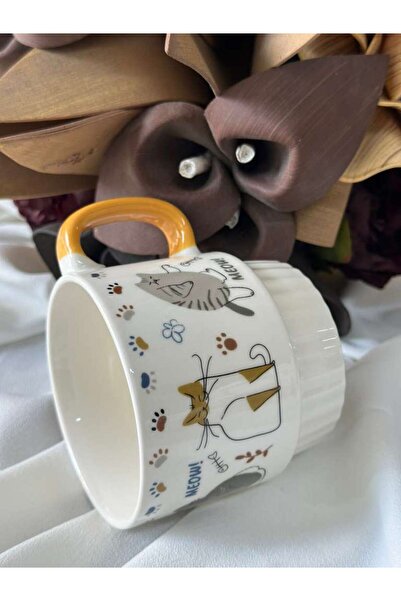 MD MİMOZA DEKOR Porcelain Tea Coffee Cup 340ml -Md12