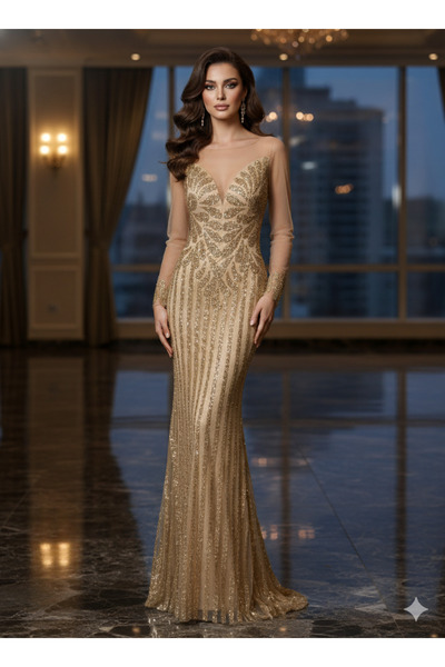 sedra İtalyan model Özel Gün Nişan Söz Balo taşlı Payetli Tül Detay özel tasarım Uzun Abiye pudra pembe