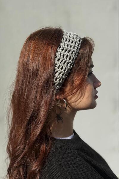 MELUSH Gray Mesh Style Braided Headband, Perforated Headband, Knitted Bandana