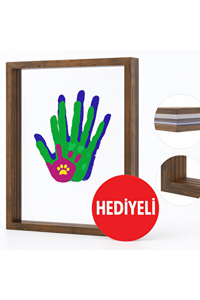 kalıcı anlar HEDİYELİ AHŞAP AİLE EL İZİ ÇERÇEVE SETİ