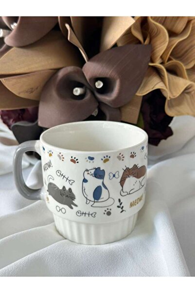 MD MİMOZA DEKOR Porcelain Tea Coffee Cup 340ml -Md10