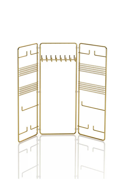 MegaVitrin حامل منظم للمجوهرات المعدنية الذهبية من تكنو تيل EG-210 |   منظم ل...