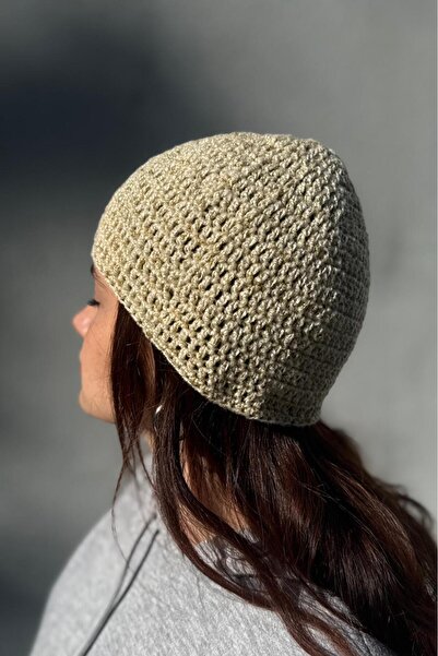 MELUSH Beige Color Glitter Knitted Hat, Stylish Beanie, Unisex Hat