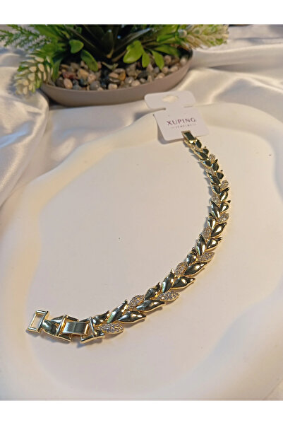 XUPING JEWELRY 14 Kaplama Lale Detaylı Zirkon Taşlı VIP Bileklik