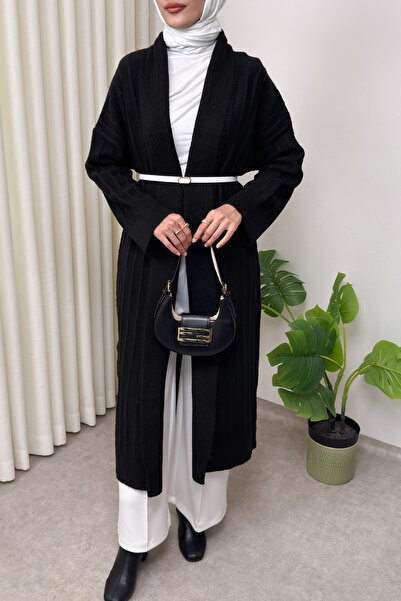 Salih Çelebi Long Knitwear Cardigan 1515 - Black