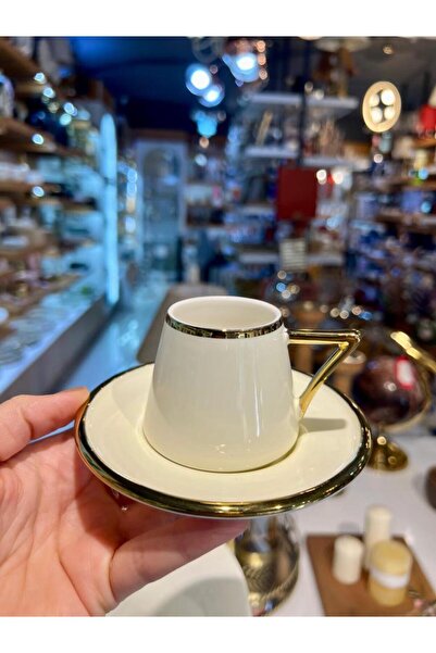 ACAR ELORA KREM ALTIN TEK KİŞİLİK TÜRK KAHVESİ FİNCANI