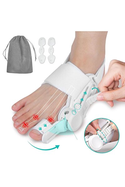 AZONEE مصحح إبهام القدم للنساء والرجال مع فواصل أصابع القدم من السيليكون (أبيض)