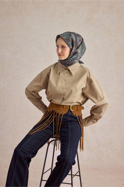 Qef Cotton Scarf Garden Burgundy