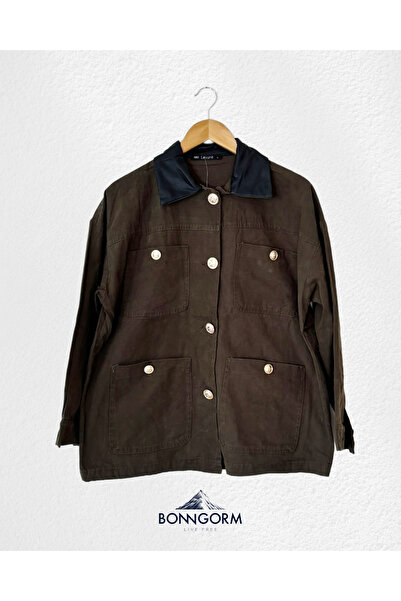 LEVURE Düğmeleri Gold Detaylı Mont HAKİ