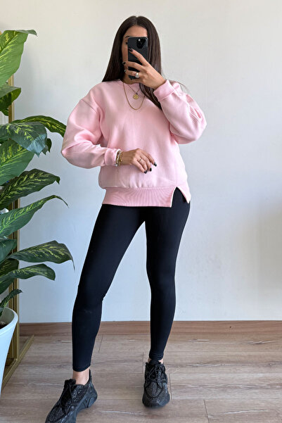 CİDDE Дамска трислойна блуза с обло деколте и подплата от шерпа