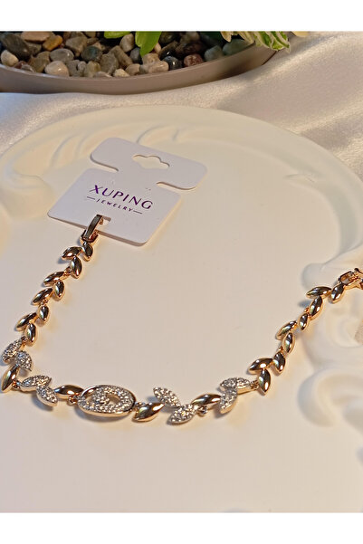 XUPING JEWELRY Rose Color Zircon Stone Flower Detailed Vip Bracelet
