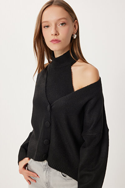 Lovelyİstanbul 2-Piece Knitwear Blouse-Cardigan Set Lmt0047 Black