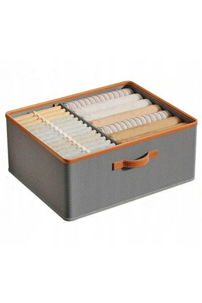 zola Textile drawer organizer, 2 adjustable compartments, handle, eco-leather details, 40x50x20 cm