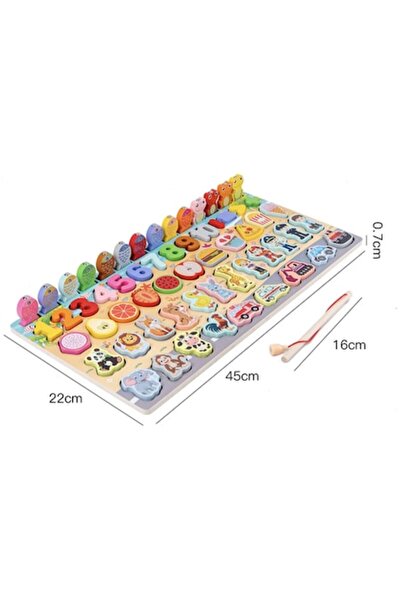 Picodino Montessori 4-in-1 wooden educational game for children - Magnetic puzzle with numbers, shapes, animals.