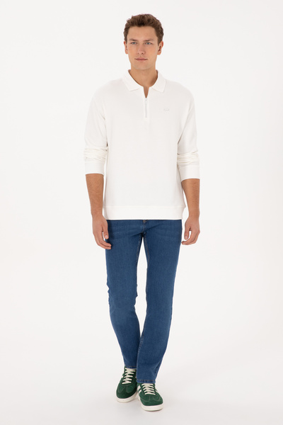 U.S. Polo Assn. Men's Comfort Fit Half Zip White Sweatshirt 50316484-Vr184