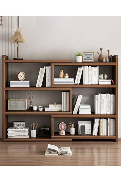 Generic رف كتب خشبي قابل للتوسيع، منظم مكتب قابل للتعديل