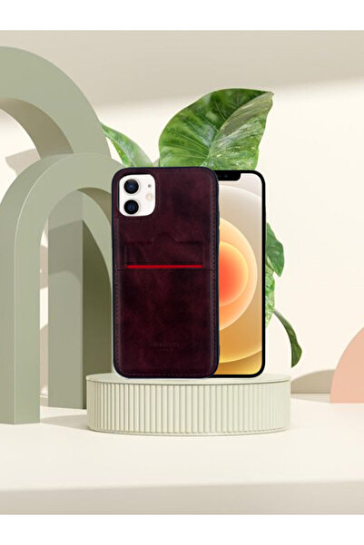 DEERDERİ حافظة آيفون من الجلد الطبيعي المخيط باللون الثلجي لآيفون 11