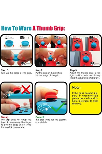 Skull & Co. Skin, CQC and FPS Thumb Grip Set Joystick Cap for Nintendo Switch Joy-Con (Black)