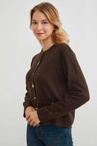 Fulla Moda Πλεκτή ζακέτα με φιόγκο και τσέπες