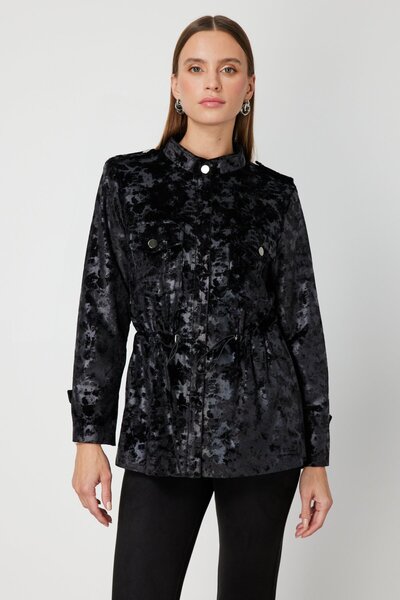 ON Beli Bağcıklı Kadife Ceket