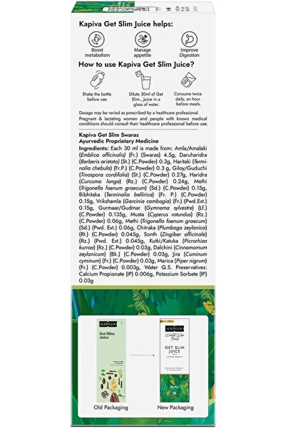 KAPİVA Get Slim Juice - Healthy Weight Management with 12 Ayurvedic Herbs - 1 L