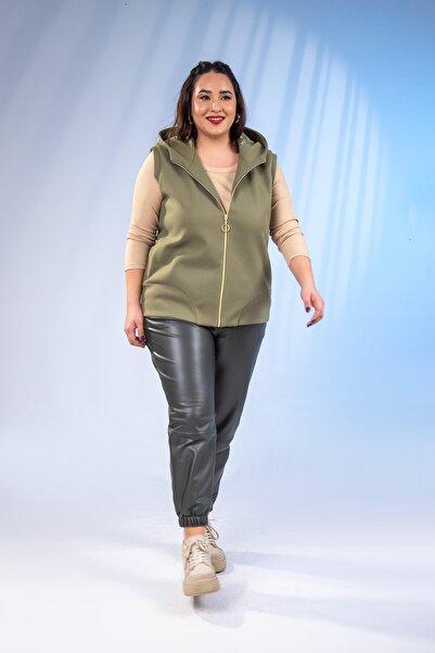 Roxxlen 122153 Γυναικείο γιλέκο μεγάλου μεγέθους πράσινο