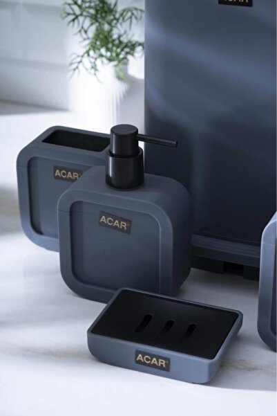ACAR Astoria Gray Square 5 Piece Bathroom Set