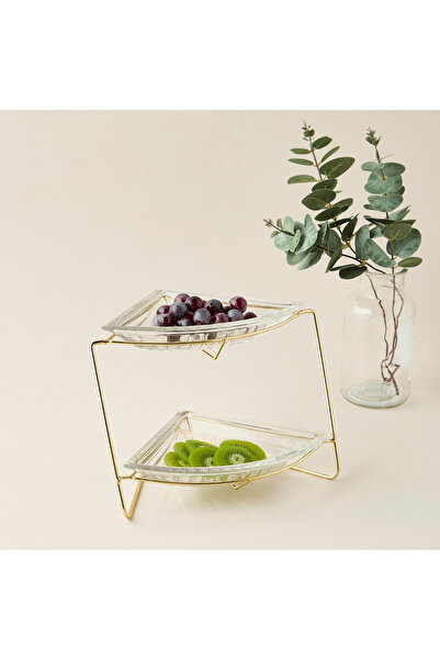 Lifestyle Shifaf 3-Piece Glass Snack Bowl and Stand Set