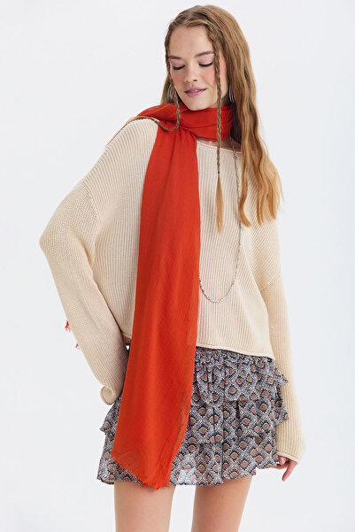 Clandestino شال من الخيزران الناعم باللون الأزرق والبرتقالي