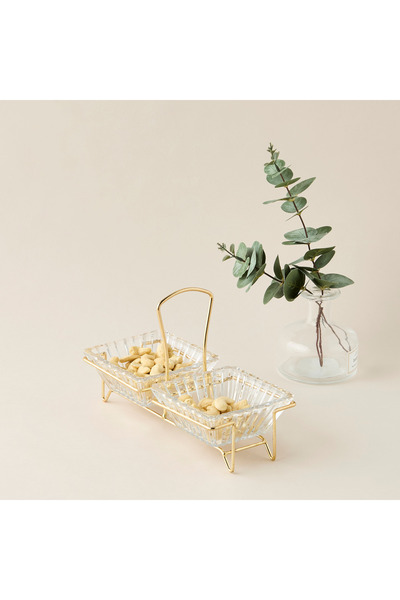 Lifestyle Shifaf 3-Piece Glass Snack Bowl and Stand Set