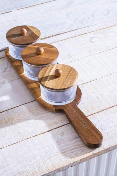 ACAR GEMMY AKASYA TEPSİLİ 3'LÜ SUNUMLUK/ÇEREZLİK