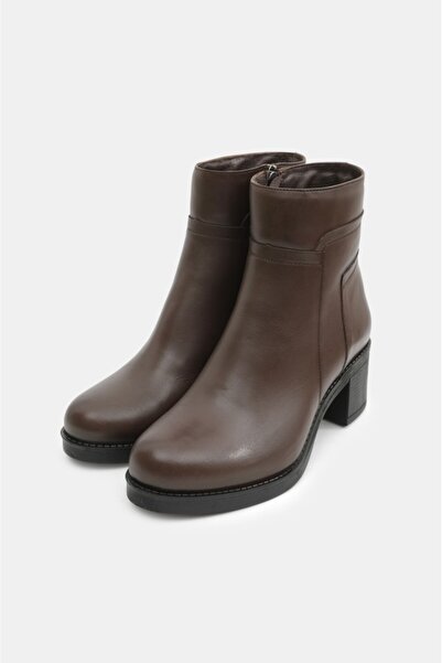 derinet Hakiki Deri Fermuarlı Kadın Bot